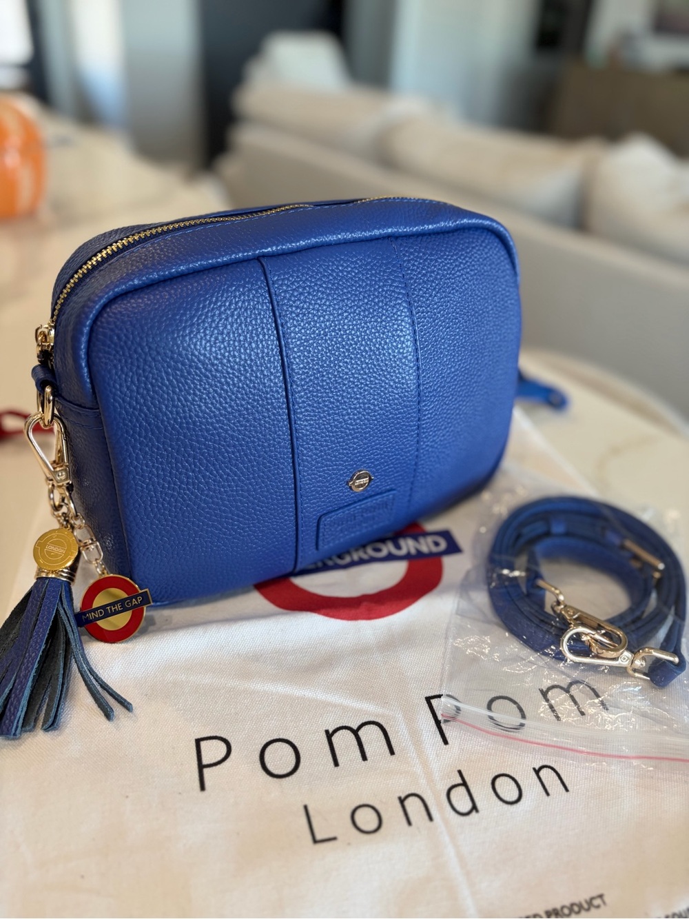 Pom Pom London Limited Edition TFL Piccadilly Line Blue City crossbody bag